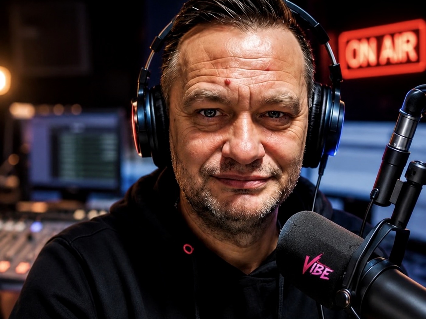 Jacek Trynkiewicz w studiu Radia VIBE UK