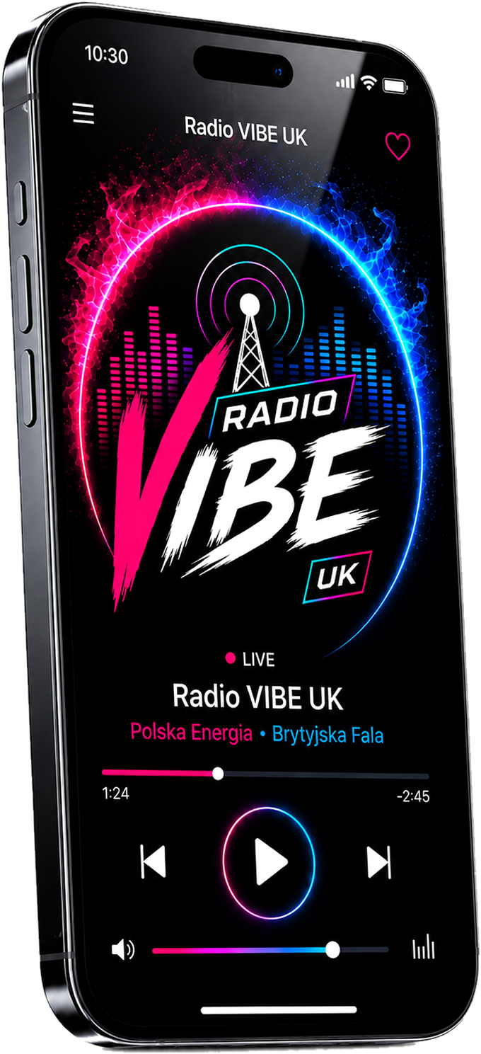Telefon z aplikacją Radio VIBE UK